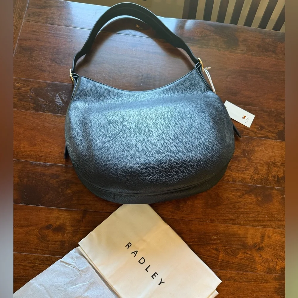 🔥NWT🔥 FANTASTIC‼️ Radley London Kensington Place Twin Gusset Leather Bag🖤BLACK🖤 - Picture 10 of 11